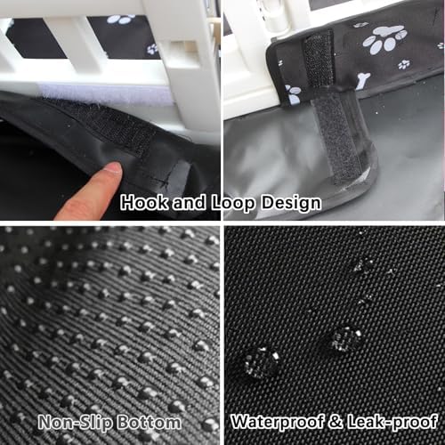 2 Pack Dog Playpen Bottom Pad Fits for 36 Inch 4 Panels Exercise Pet Playpen, Dog Crate Pad Puppy, Hoop and Loop Design (Note: Playpen Not Included). (Black)