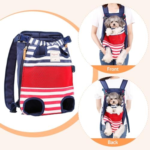 Dog Backpack Carrier Small Dog Backpack, Pet Dog Front Backpack Legs Out Chest Carrier for Small Dogs, Cat Backpack Carrier Dogs Travel Back Pack Hands-Free Hiking Bike Motorcycle (Size:11–19 lbs)