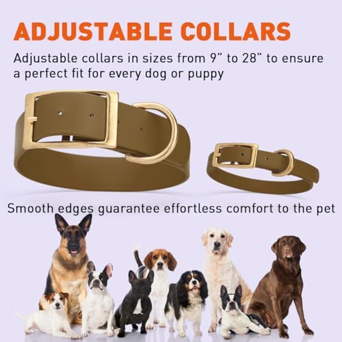 Viper Biothane Heavy Duty Waterproof Dog Collar Strong Coated Nylon Webbing w/Solid Brass Hardware Odor-Proof Easy to Clean High Performance Fits Small Medium or Large Dogs, Coyote Brown