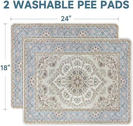 Washable Pee Pads for Dogs 2 Pack, Puppy Pads with Pheromones, 2026 Upgraded PuppyPad 18"x24" Super Absorbent Waterproof Pet Training Pads, Non-Slip Potty Pads for Crate,Floor,Sofa