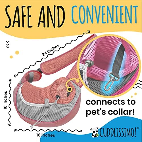 Cuddlissimo Small Dog Sling Carrier, Pet Cat Sling, Puppy Pouch - Red-L