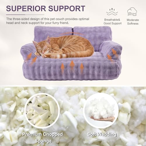 Cat Couch Bed, Cute Pet Sofa for Indoor Cats, 26"x15", Dusty Purple