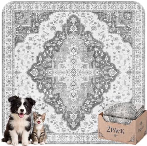 Washable Pee Pads for Dogs,Super Absorbent Reusable Puppy Potty Training Pads,Waterproof,Leak-Proof & Non-Slip Potty Pads for Floor,Whelping,Crates,Bed(Gray, 48"x48")