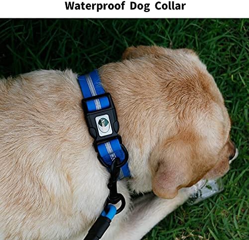 Nimble Reflective Waterproof Dog Collar Adjustable Odor Resistant Easy Clean Pet Collar for Small Medium Large Dogs Night Walking Outdoor Rainy Use (Medium (11.81”-18.5”inches), Blue)