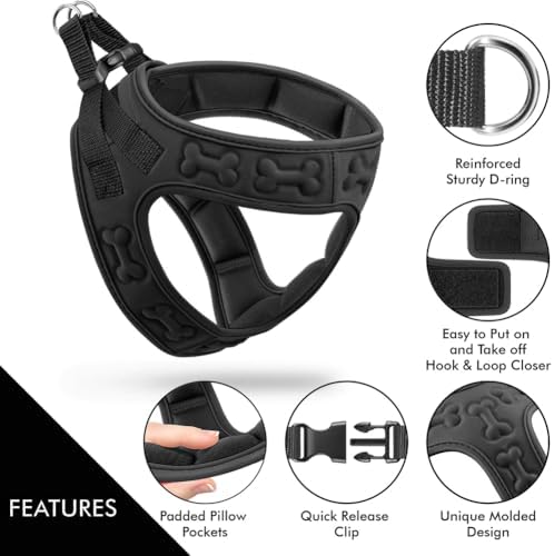 Comfort fit Step-in Dog & Puppy Harness - Comfortable Dog & Puppy Vest: Adjustable, Soft Padded, Easy to Put-on for Small, Medium-Sized Dogs.