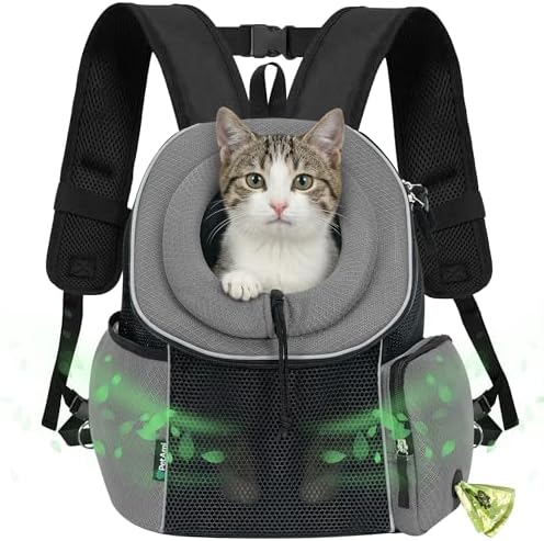 PetAmi Dog Carrier Backpack, Hands Free Front Pet Carrier, 10 lbs, Gray