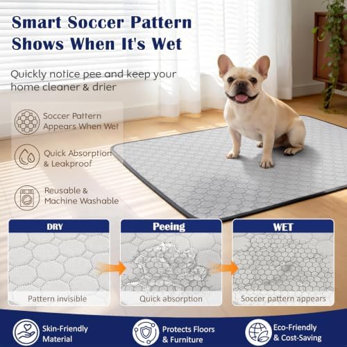 1 Pack Washable Pee Pads for Dogs, 72" x 72", Light Gray