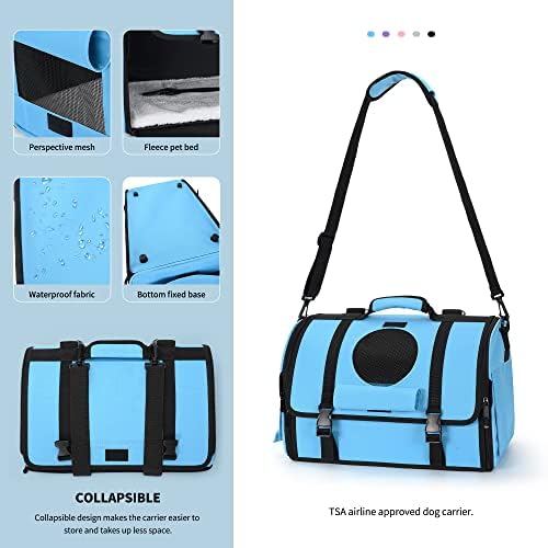 Mile High Life | Outdoor Travel Pet Carrier | Hiking Outdoor Dog Carrier Backpack | Collapsible Dog Carrier for Small Medium Dogs | Cat Crates w Breathable Mesh with Soft-Sided (Blue)