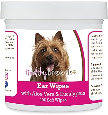 Healthy Breeds Australian Terrier Ear Cleaning Wipes with Aloe & Eucalyptus for Dogs 100 Count