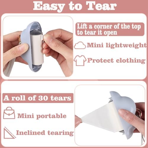 Mini Lint Roller Travel Size, Reusable Pet Hair Remover, Portable Lint Roller for Clothes with 150 Sheets Refillable (Blue&Black)