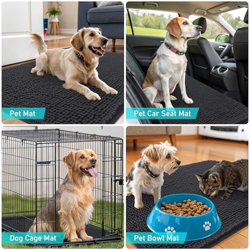 OLANLY Dog Door Mat for Muddy Paws 35x24, Super Absorbent Chenille Mud Mat