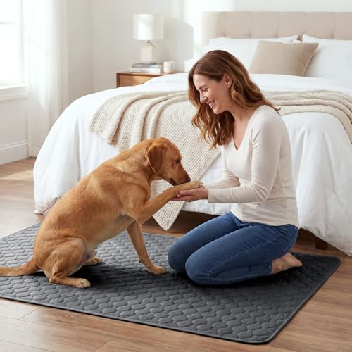 H.VERSAILTEX Premium Washable Pee Pads for Dogs 2 Pack Super Absorbent 100% Waterproof Reusable Non-Slip Quilted Puppy Training Pads for Crate Playpen Whelping & Potty Training(36"x36", Grey)
