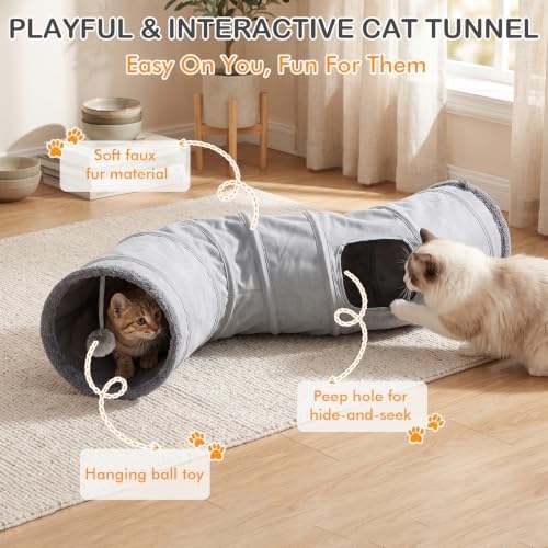 Cat Tunnels for Indoor Cats, 6-in-1 Interactive Cat Tunnel Toys for Kitten