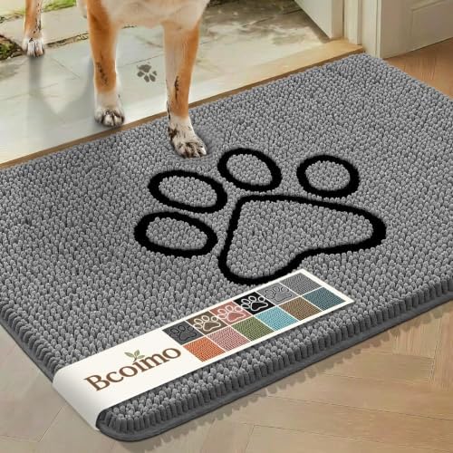 Bcoimo Dog Door Mat for Muddy Paws – Super Absorbent & Quick Dry Chenille