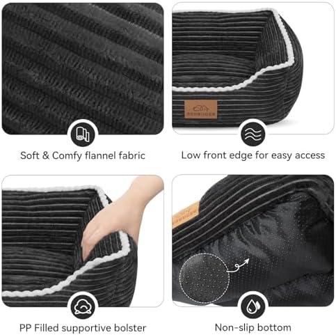 Zerbuger 20in Dark Grey Rectangle Cat Dog Bed Machine Washable Sofa