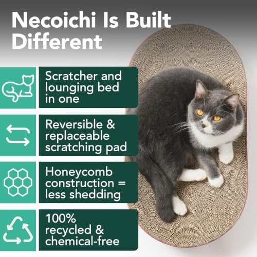 猫壱 Necoichi Cat Scratcher Bowl Capsule for Indoor Cats - Cat Scratching Lounger with Reversible Usability and Extra Comfort for Lounge, Cardboard Bed Couch(Dark Cherry)