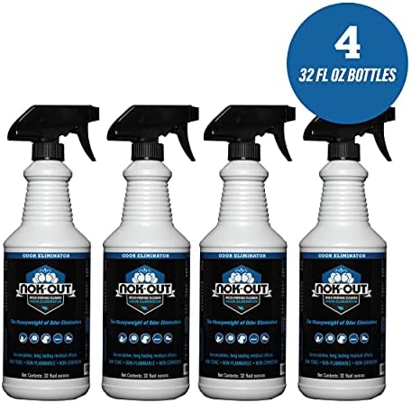 NOK OUT Odor Remover, Pet Deodorizer and Cleaning Spray, Made in the USA, 32 Fluid Ounce Spray, 4-Pack