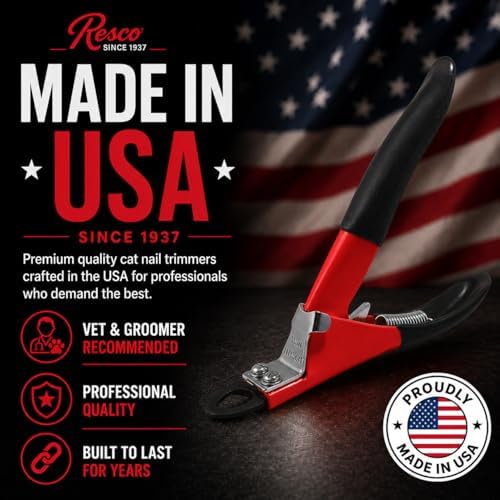 Resco Cat Nail Clippers, Guillotine Cat Claw Trimmer with Comfort Grips, Deluxe Red
