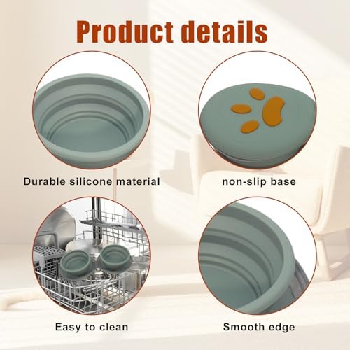 2-in-1 Collapsible Dog Travel Bowl Portable Silicone Carabiner