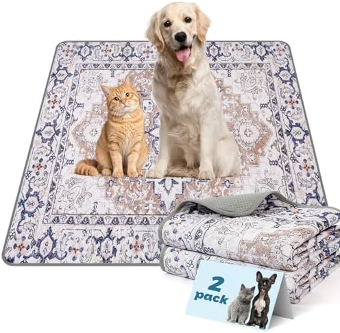 Washable Pee Pads for Dogs and Cats 2 Pack Reusable Puppy Training Pads 41"x36" Super Absorbent Waterproof Dog Training Pads, Non-Slip and Leak-Proof Whelping Pads for Pet Housebreaking Light Brown