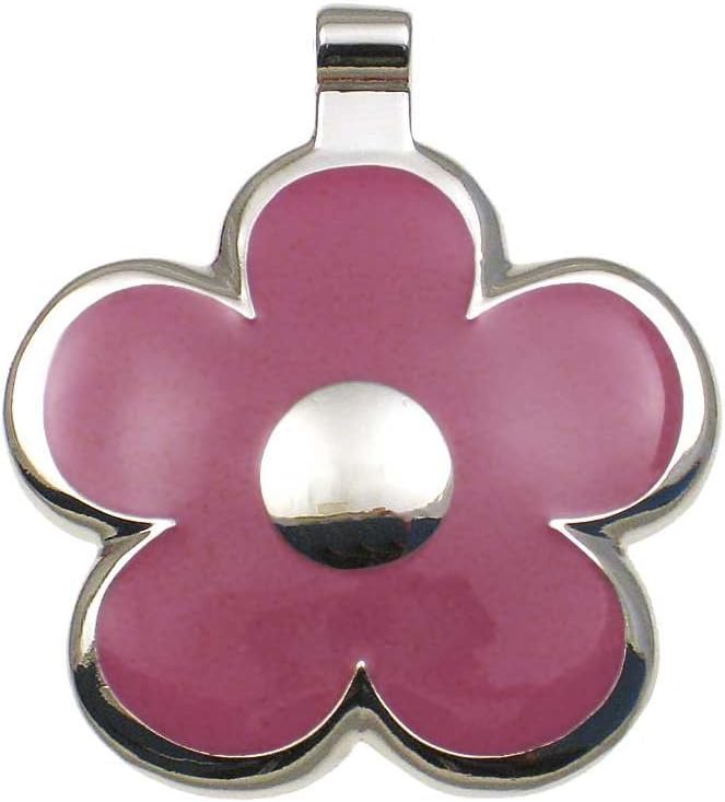 LuckyPet Flower Jewelry Pet ID Tag for Dogs and Cats, Easy to Read Personalized Engraving on Back Side, Large, Pink