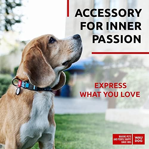 WAUDOG Adjustable Nylon Dog Collar for Large Small Medium Set with QR Tag