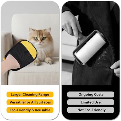 SAWMONG Pet Hair Remover Gloves 2-Pack – Extra-Wide Static Dog & Cat Hair Remover for Couch, Carpet, Clothes & Car Seats, Reusable Lint Roller Alternative
