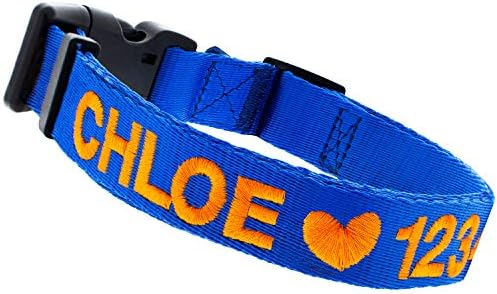 Embroidered Dog Collars Personalized, Custom Collar w Text and Phone Number | 3 Adjustable Sizes - 8 Colors | - Safe&Secure Pet Collars with ID, Pet Name for Boy, Girl Dogs, Puppy
