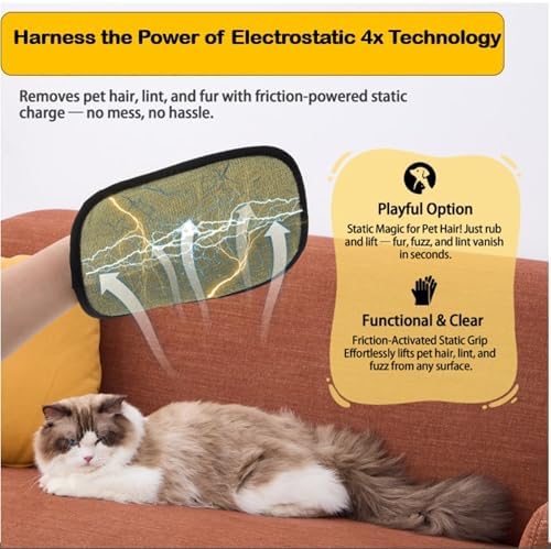 Pet Hair Remover Glove for Dogs & Cats – Cat Hair Remover & Dog Hair Removal Tool, Reusable Electrostatic Grooming Glove for Furniture, Couch, Carpet, Car Seat & Clothes – Easy Pet Hair Cleaning Mitt