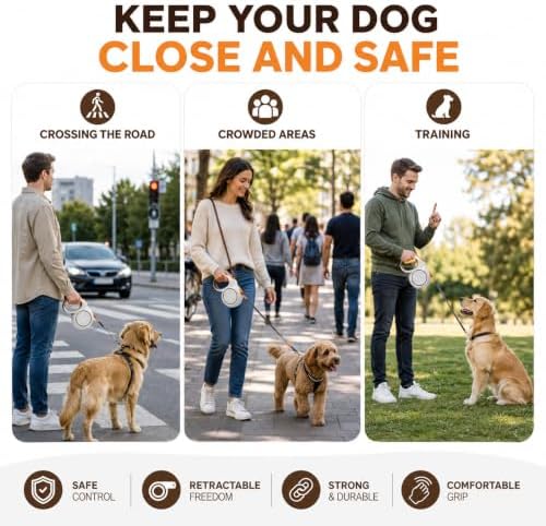 16.4 FT Heavy Duty Retractable Dog Leash for Dogs Up to 110 lbs