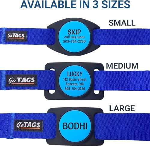 GoTags Personalized Dog Collar with Custom Engraved Holder for AirTag, Adjustable Dog Collar Pet ID Tag, Silent, No Noise Dog Tag for Large Medium or Small Dogs (Red, Large)