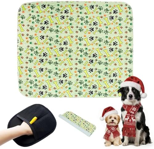 Puppy Pee Pads with Pheromones, Washable Puppy Training Pads for Dogs Reusable Puppy Potty Pads for Dogs and Cats(with Pet Hair Removal Gloves)