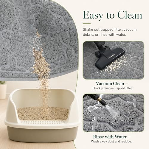 Yimobra Cat Litter Mat, Waterproof Litter Trapping Mat, 24x20, Dark Grey
