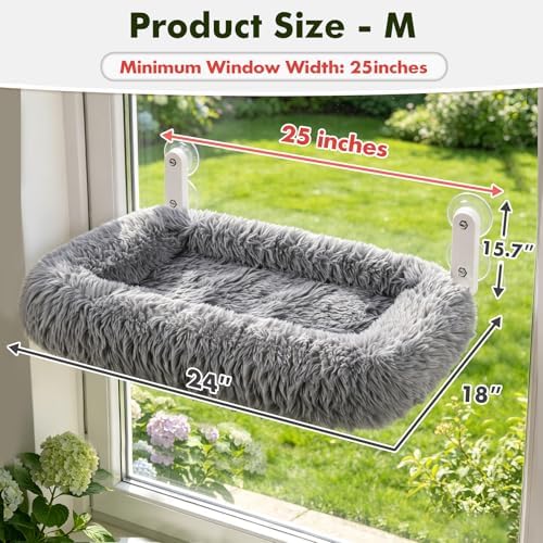 Zoratoo Foldable Cat Window Perch, Widened Cushion Cat Bed for Large Cats