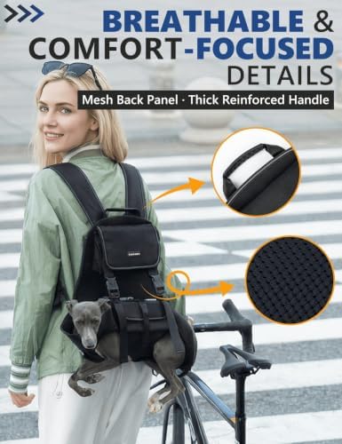 Dog Backpack Carrier(5-10lbs), Pet Lift Carrier for Small Medium Dogs, Breathable Mesh Comfortable Adjustable Straps, Lightweight Travel Backpack for Pet Disabled, Injuries, Hiking, Walking