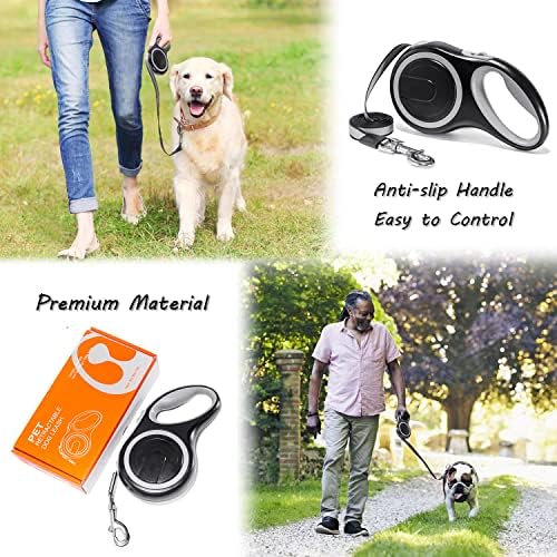 16 FT Retractable Dog Leash,Small/Medium/Large Dog Retractable Leash（Black） for Dogs