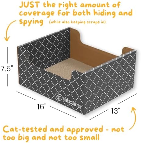 Hide & Scratch Cardboard Cat Scratcher Box & Bed with 3 Refill Pads Grey