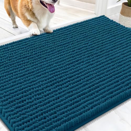 OLANLY Dog Door Mat for Muddy Paws 34x21, Extra Absorbent Chenille Mud Mat