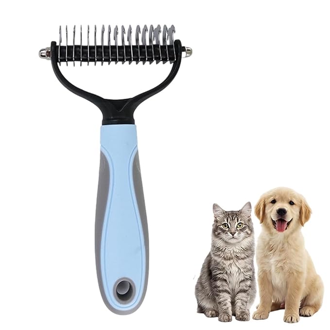 Dematting Comb for Dogs and Cats, 2026 Upgraded Pet Pro Tool Grooming, Dual-Sided Deshedding and Dematting Brush, Ergonomic Pet Grooming Brush, Gentle Pet Hair Remover Comb