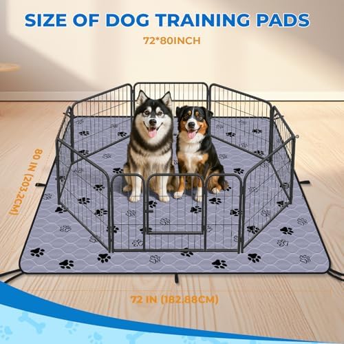 Fostanfly Washable Pee Pads for Dogs, Extra Large 72"x80"-1 Pack, Gray