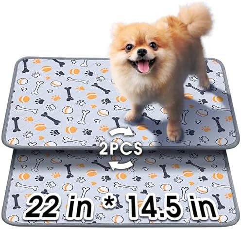 Hompet Washable Pee Pads for Dogs, 22"x14.5", 2-Pack Thick Heavy Absorbency Reusable Pee Pads Prevent Leakage Non-Slip, Pet Training Pads for Puppy Playpen, Crate, Potty, Floor, Bed, Sofa