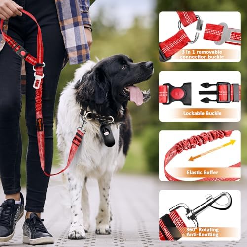 Laqibak Removable Dog Seat Belt Harness for Car, 3 in 1 Pet Seatbelt Leash