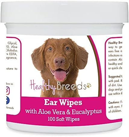 Healthy Breeds Nova Scotia Duck Tolling Retriever Ear Cleaning Wipes with Aloe & Eucalyptus for Dogs 100 Count