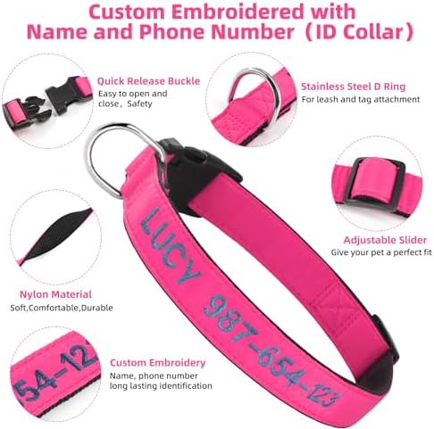 Kuley Personalized Dog Collar, Embroidered with Pet Name and Phone Number