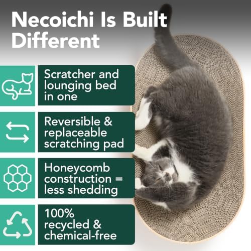 Necoichi Cat Scratcher Bowl Capsule for Indoor Cats - Cat Scratching Lounger with Reversible Usability and Extra Comfort for Lounge, Cardboard Bed Couch