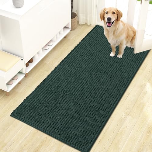 OLANLY Dog Door Mat for Muddy Paws 47x24, Extra Absorbent Chenille Mud Mat