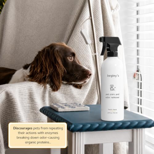 Begley's Pet Stain and Odor Remover - Pet Odor Eliminator for Home - Pet Urine Enzyme Cleaner - Pet Carpet Cleaner for Pets - Enzymatic Cleaner for Dog Urine, Cat Pee, Feces, Fluids - 24 Ounce