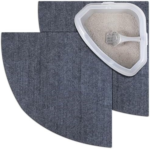 Tinideya 2 Pcs Corner Cat Litter Mat Waterproof Litter Box Mat, Gray