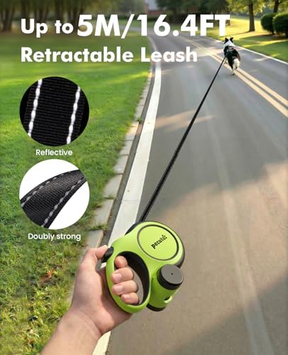 Pecute Chew Proof Retractable Dog Leash 16.4ft for Dogs 11-66 lbs