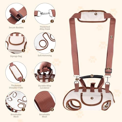 YAODHAOD Hands Free Dog Backpack Carrier for Small Dogs, Breathable Pet Carrier with Adjustable Straps,Portable Shoulder Carrier Sling Backpack for Hiking, Camping, Walking, Cycling (Brown, S)